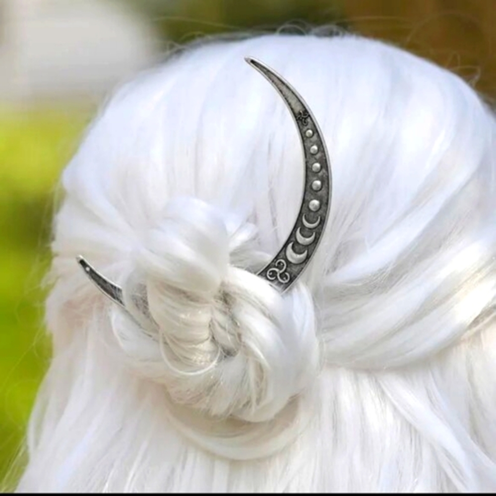 Crescent Moon Hair Fork Viking Goddess